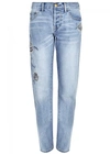 CURRENT ELLIOTT THE CROSSOVER EMBROIDERED BOYFRIEND JEANS