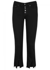 FREE PEOPLE BLACK CROPPED SLIM-LEG JEANS