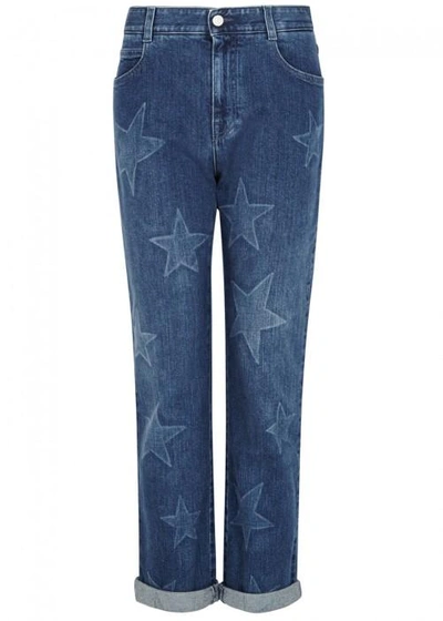 Stella Mccartney Blue Star-print Boyfriend Jeans