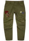 DSQUARED2 OLIVE DISTRESSED CROPPED COTTON TROUSERS