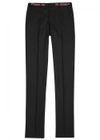 GIVENCHY BLACK STRIPE-TRIMMED WOOL TROUSERS