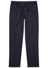 DOLCE & GABBANA NAVY DRAWSTRING WOOL BLEND TROUSERS