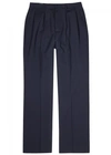 AMI ALEXANDRE MATTIUSSI NAVY WIDE-LEG TWILL TROUSERS