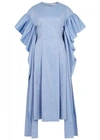 REJINA PYO GRACE BLUE RUFFLED COTTON DRESS