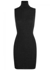 MAISON MARGIELA CHARCOAL RIBBED WOOL MIDI DRESS