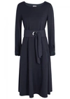 ARMANI COLLEZIONI NAVY BELTED JERSEY DRESS