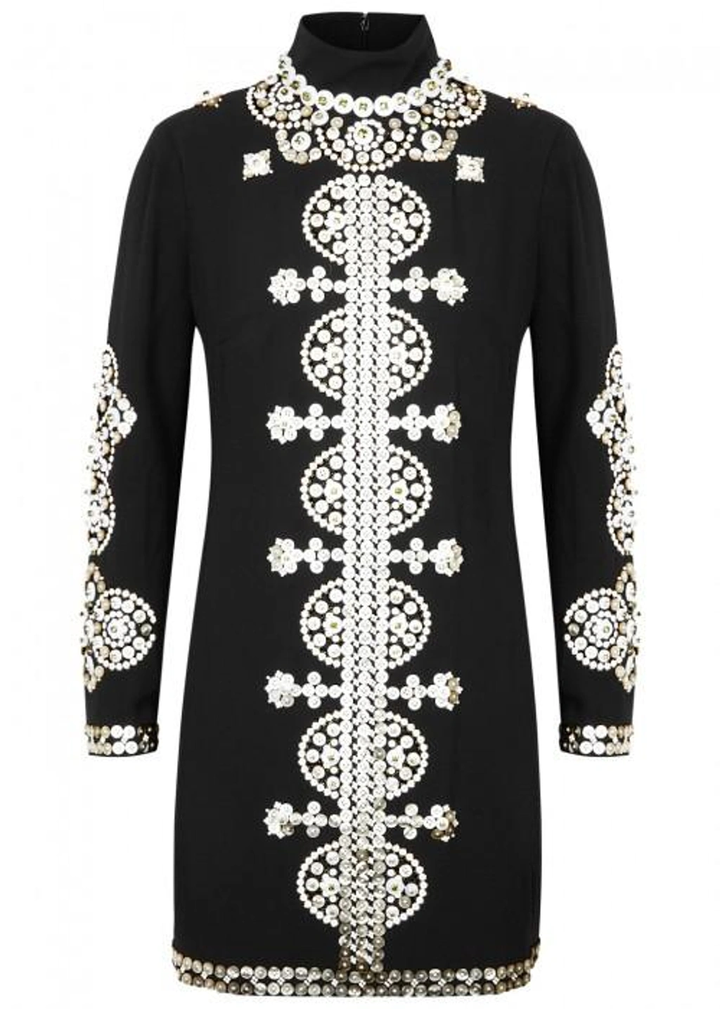 Tory Burch Sylvia Embellished Crepe Mini Dress In Black | ModeSens
