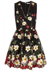 ALICE AND OLIVIA BECCA FLORAL-EMBROIDERED TULLE DRESS