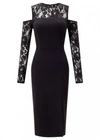 AIDAN MATTOX LACE SLEEVE EVENING DRESS