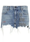 ALEXANDER WANG T T BY ALEXANDER WANG BLUE DISTRESSED DENIM SHORTS