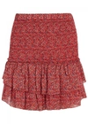 ISABEL MARANT ÉTOILE JULIA RED RUFFLE-TRIMMED MINI SKIRT