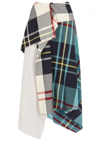 Jw Anderson Patchwork Draped Midi Skirt In Multicoloured