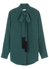 EQUIPMENT TEAL PUSSY-BOW SILK SHIRT