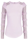FREE PEOPLE KISS KISS LILAC RUFFLE-TRIMMED TOP