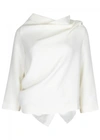 ROLAND MOURET OSCAR IVORY WOOL CREPE TOP