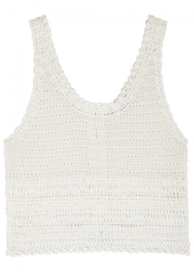 Alice And Olivia Dorian Knitted Linen Blend Tank In White