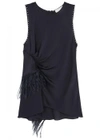 3.1 PHILLIP LIM / フィリップ リム NAVY FEATHER-TRIMMED SILK TOP