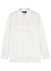 DKNY IVORY STRETCH SILK SHIRT