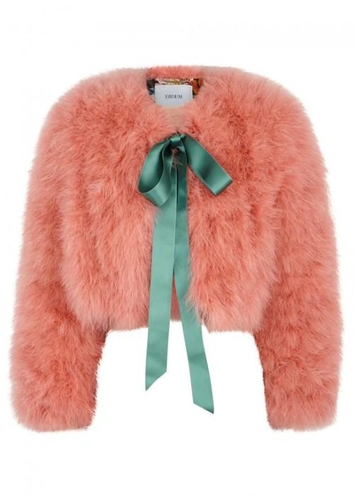 Erdem Ives Cropped Marabou Jacket In Pink