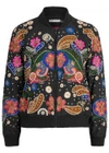 ALICE AND OLIVIA FELISA EMBROIDERED SILK BOMBER JACKET