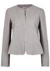 ARMANI COLLEZIONI GREY TEXTURED COTTON BLEND JACKET