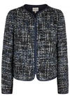 ARMANI COLLEZIONI NAVY SEQUIN-EMBELLISHED TWEED JACKET