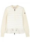 MONCLER IVORY SHELL-FRONT JERSEY JACKET