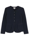 ARMANI COLLEZIONI NAVY WAFFLE-KNIT JACKET