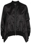 CLU BLACK FLARED SATIN BOMBER JACKET