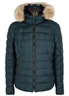 BELSTAFF AVEDON TEAL FUR-TRIMMED QUILTED JACKET