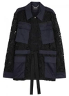 MARKUS LUPFER NAVY GUIPURE LACE AND COTTON PARKA