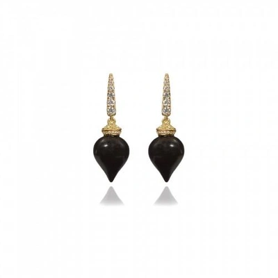 Annoushka 18ct Gold Touch Wood Small Diamond And Ebony Drop Earrings