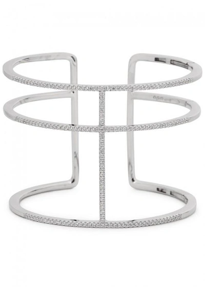 Apm Monaco Crystal-embellished Sterling Silver Triple Band Cuff