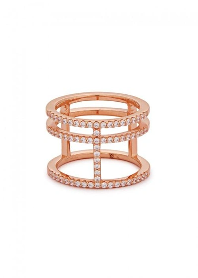 Apm Monaco Crystal-embellished Rose Gold Tone Ring