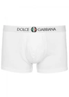 Dolce & Gabbana Two-way-stretch Jersey Regular-fit Boxers With Emblem In White