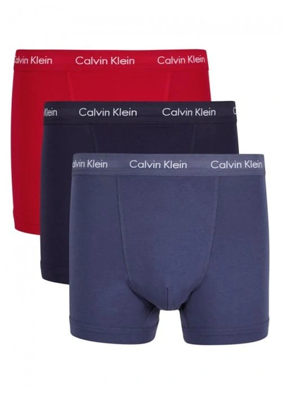 Calvin Klein Stretch Cotton Boxers - Set Of Three In Purple