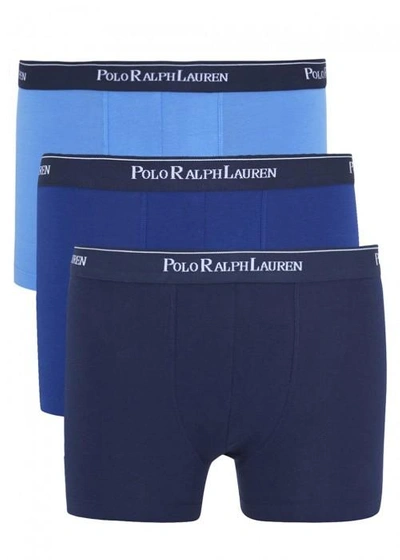 Polo Ralph Lauren Blue Stretch Cotton Boxer Briefs - Set Of Three