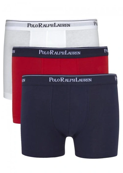 Polo Ralph Lauren Stretch Cotton Boxer Briefs - Set Of Three In Red