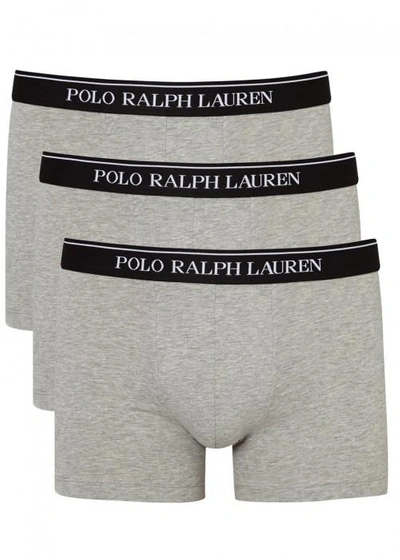 Polo Ralph Lauren Grey Stretch Cotton Boxer Briefs - Set Of Three