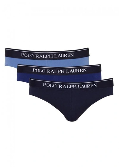 Polo Ralph Lauren Stretch-cotton Briefs - Set Of Three In Blue