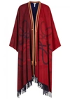 LOEWE BORDEAUX WOOL AND CASHMERE BLEND CAPE