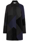 VICTORIA VICTORIA BECKHAM PATCHWORK WOOL AND VELVET COAT