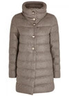 HERNO TAUPE QUILTED SILK BLEND JACKET