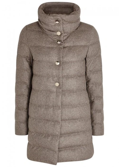 Herno Taupe Quilted Silk Blend Jacket