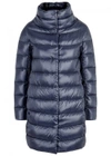 HERNO DARK BLUE QUILTED SHELL COAT