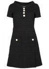 BOUTIQUE MOSCHINO BLACK BUTTON-EMBELLISHED TWEED DRESS