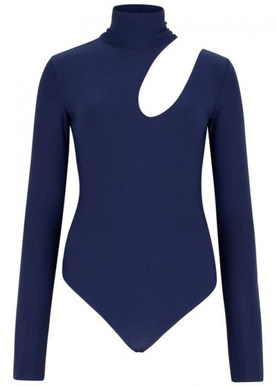 Alix Houston Cut-out Jersey Bodysuit In Mid Blu