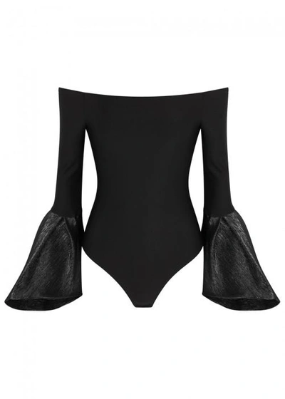 Alix Milton Off-the-shoulder Bodysuit In Black