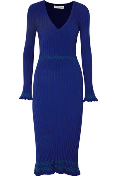 Altuzarra Isolde Ribbed-knit Midi Dress In Blue