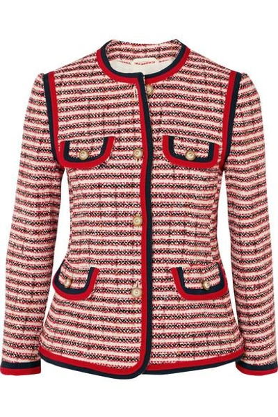 Gucci Embellished Cotton-blend Jacket In Gardenia/red/multi